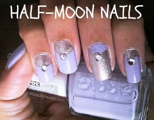 lilac half moon nails