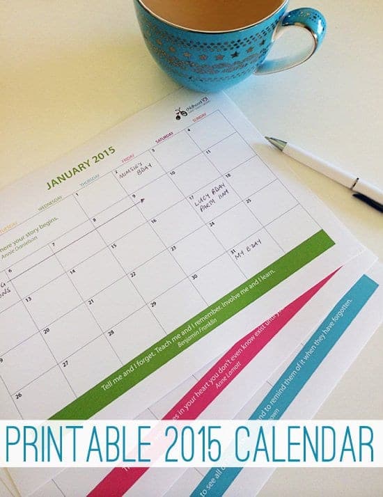free printable 2015 calendars
