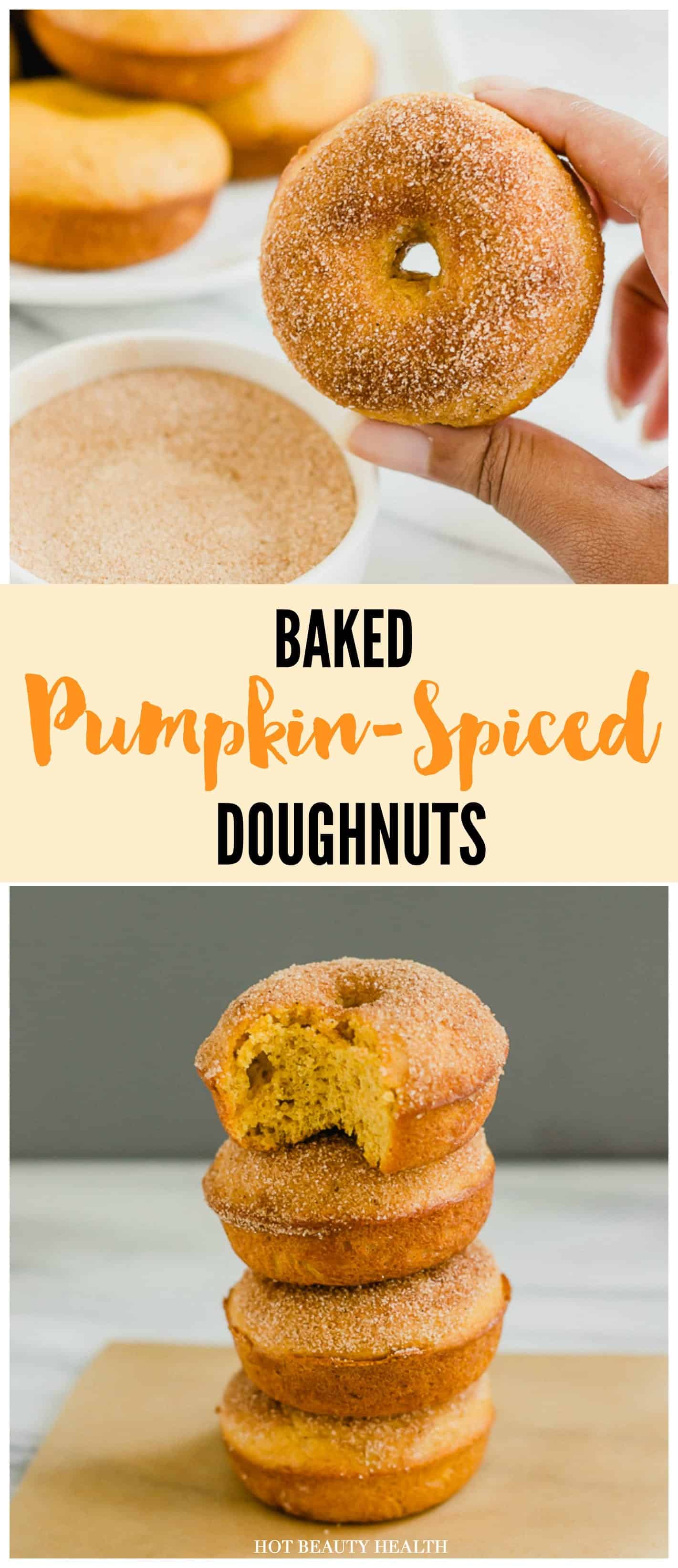 Baked Spiced Pumpkin Donuts -- quick and easy recipe that's so light and full of flavor! Perfect for a cozy fall morning or pair with ice cream for a night time dessert.
