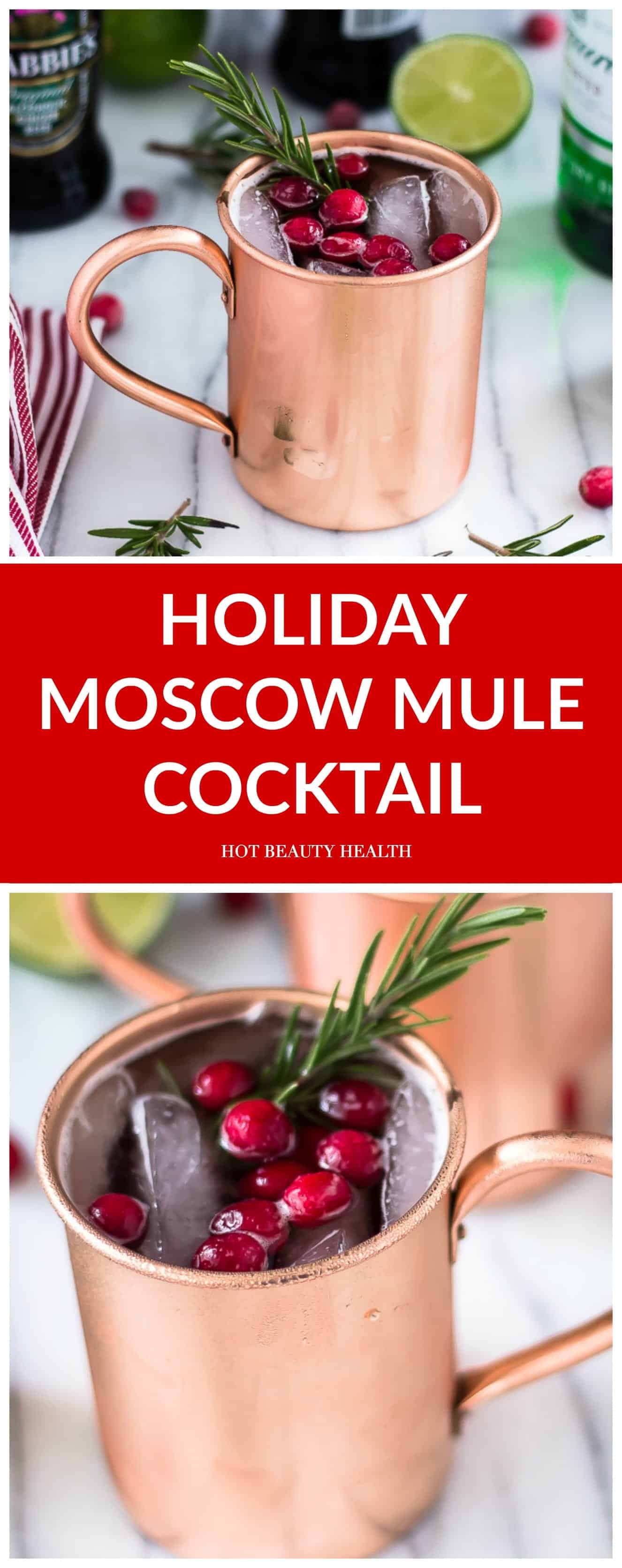 Get in the Seasonal Spirit With This Holiday Spin on the Moscow Mule drink cocktail. Made with cranberries, ginger beer, and vodka (Click here for recipe!)