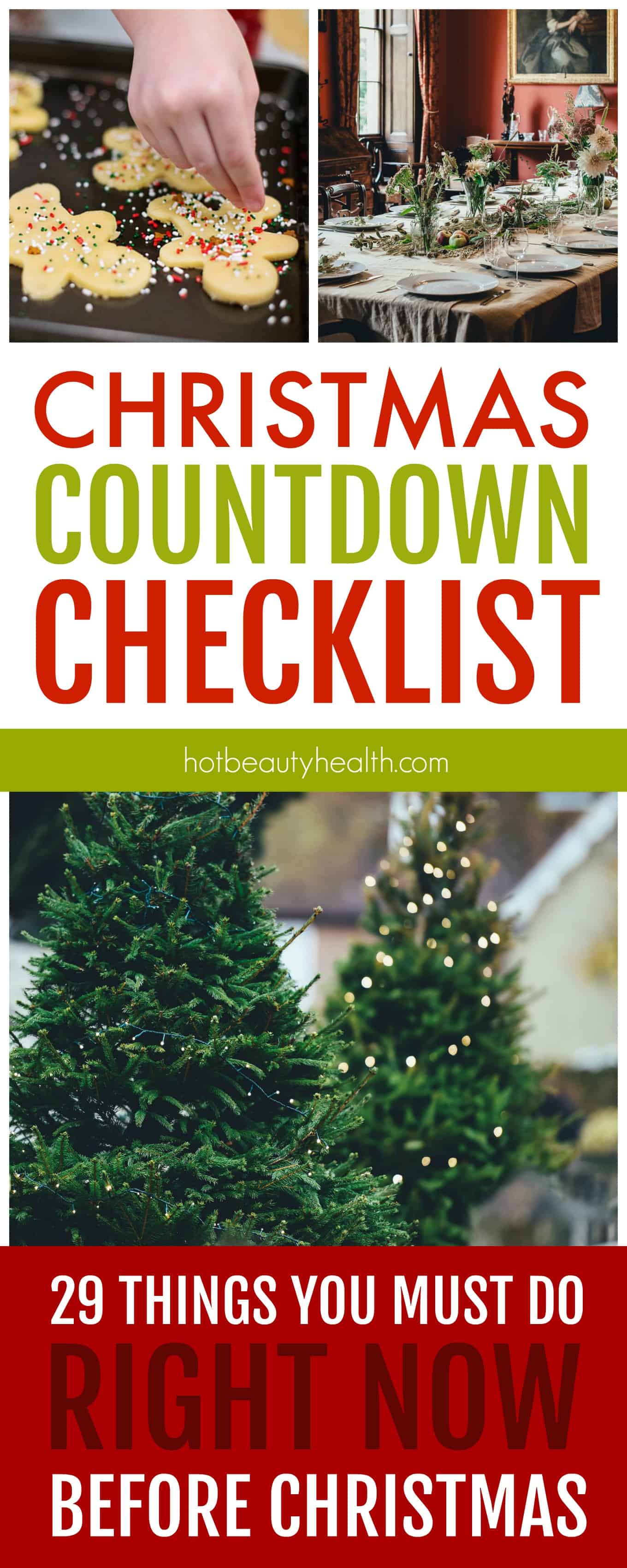 Listed are 29 things you need to do leading up to Christmas. This printable holiday countdown checklist will help you keep track of big tasks and stay organized.
