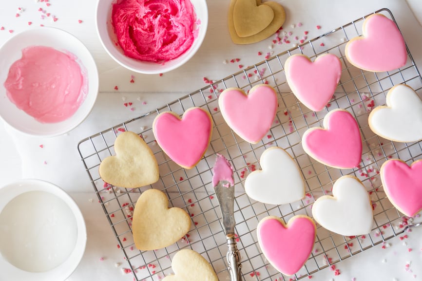 heart shaped sugar cookies pastel icing