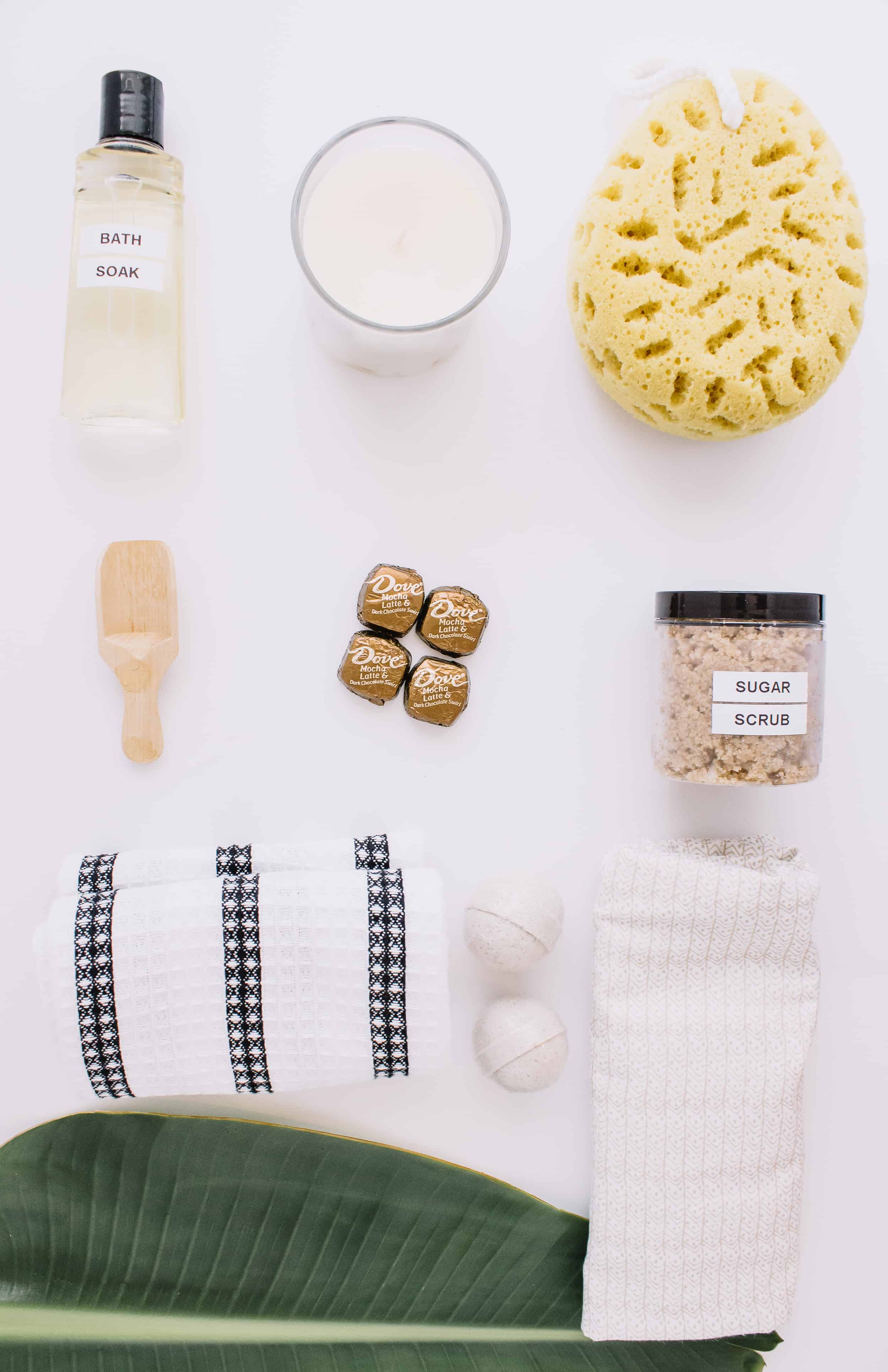 The perfect diy spa kit to unwind and relax at home. Also a great gift idea for mom to enjoy on her birthday, Christmas or Mother's Day. // @dovechocolateus #UnwindWithDove #ad