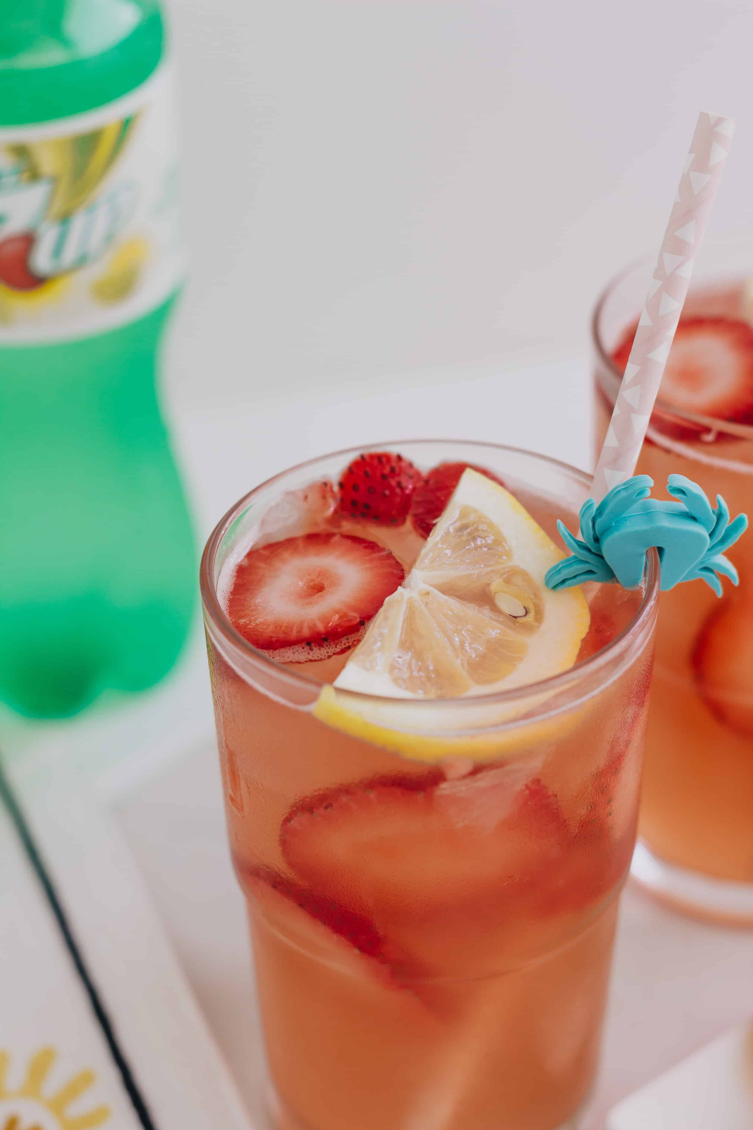 spiked strawberry lemonade closeup
