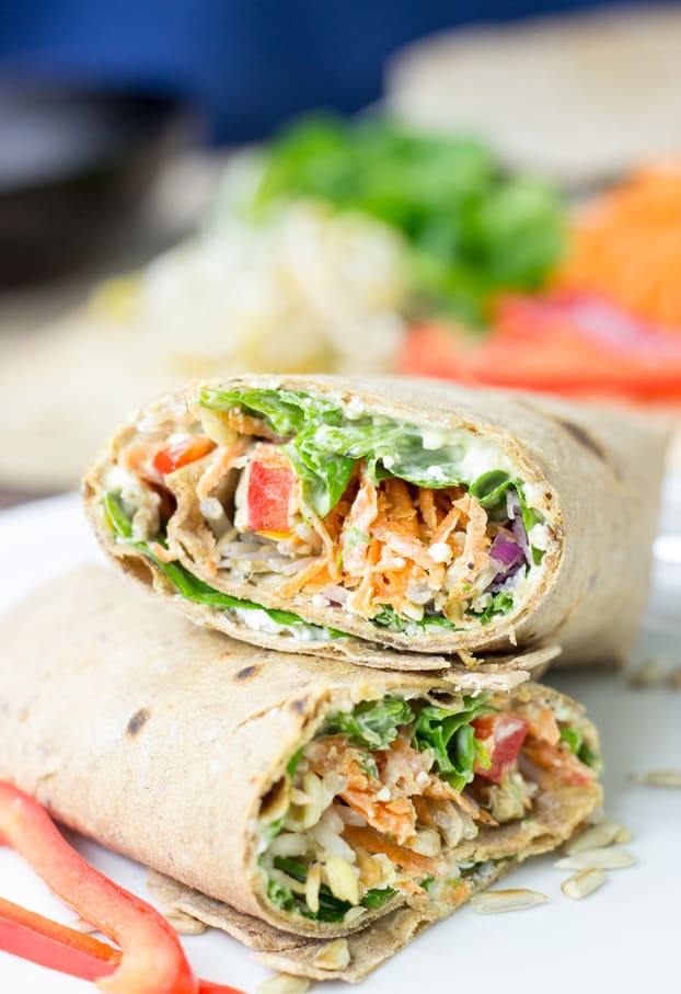 These 15 Vegetarian Recipes Are So Satisfying You’ll Want to Go Meatless for an Entire Month! Now I have some healthy veggie recipes to try for breakfast, lunch, and dinner like this Tangy Veggie Wrap!