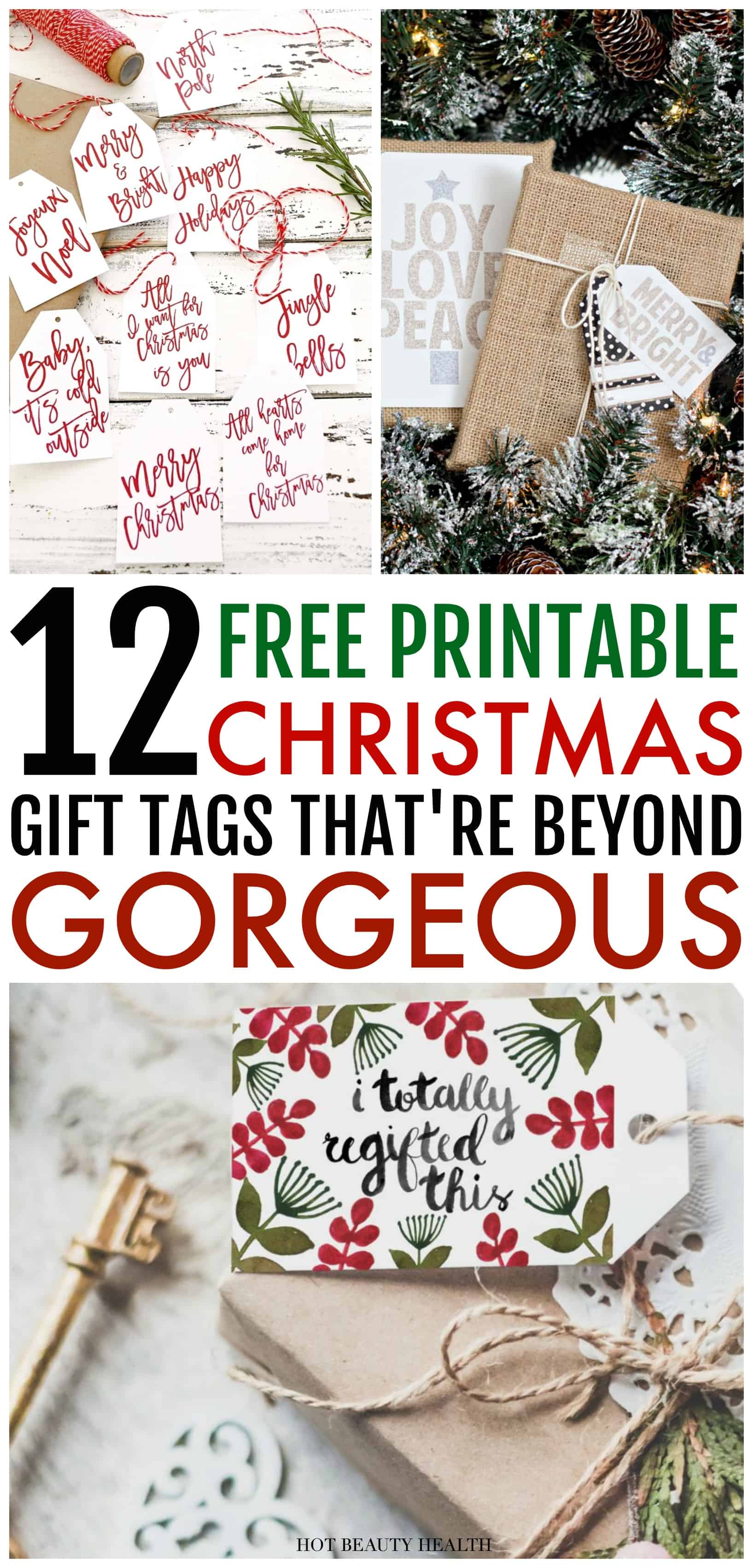 These 12 gorgeous free printable Christmas gift tags will wow your gift recipients this holiday season. From colorful to minimal to glam, you can just download, print and use these handmade gift tags on all your Christmas presents this year!