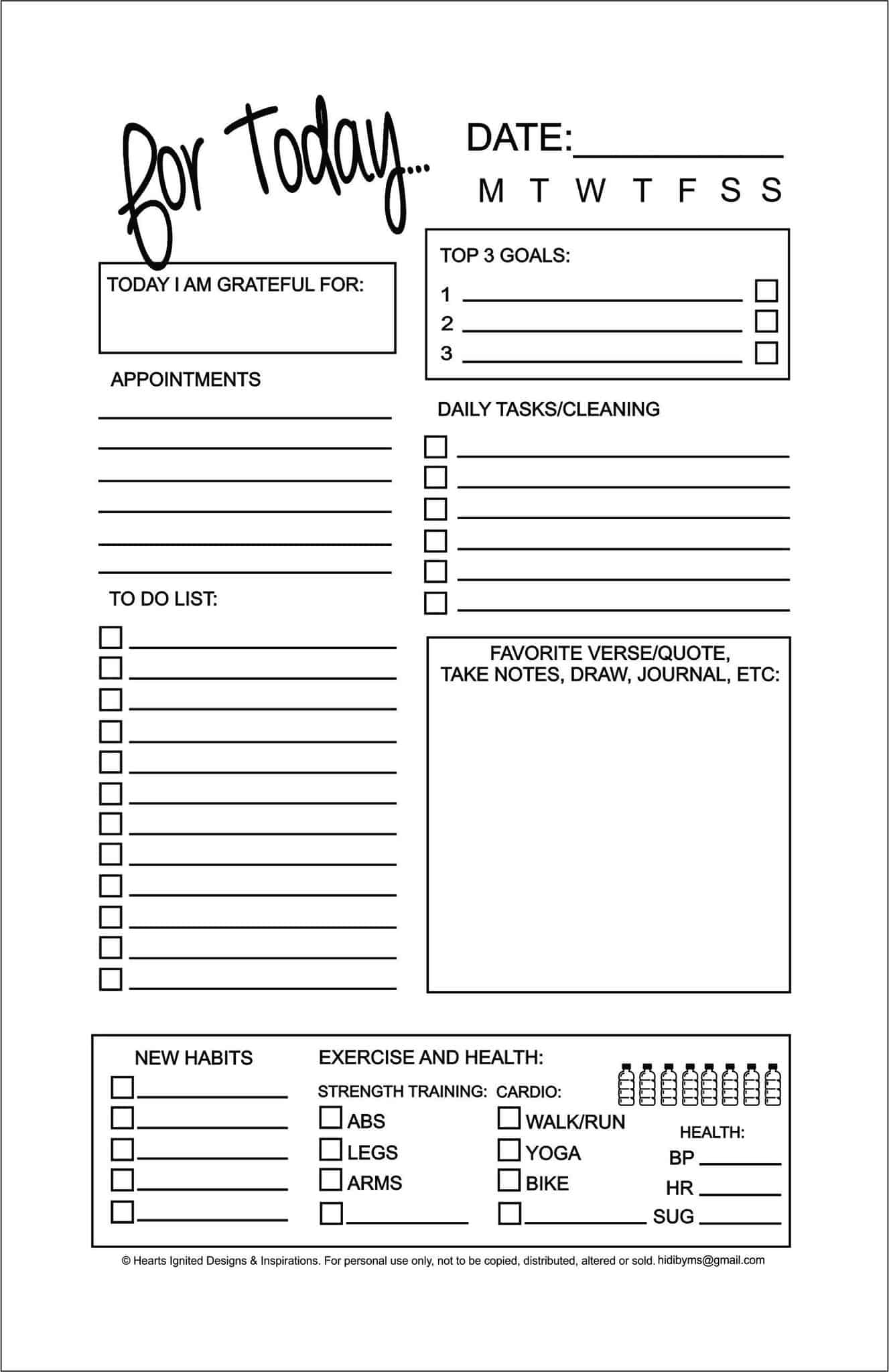 Printable Life Planner Template Set With Many Lists - Cute Little