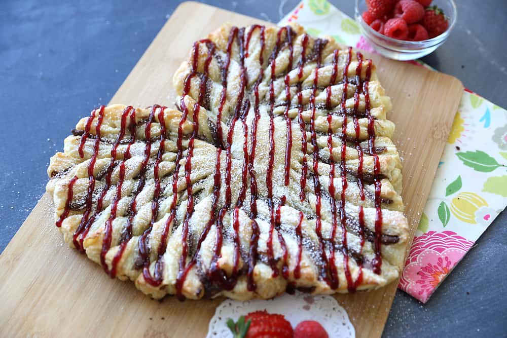 raspberry nutella puff pastry heart easy valentines recipe its always autumn