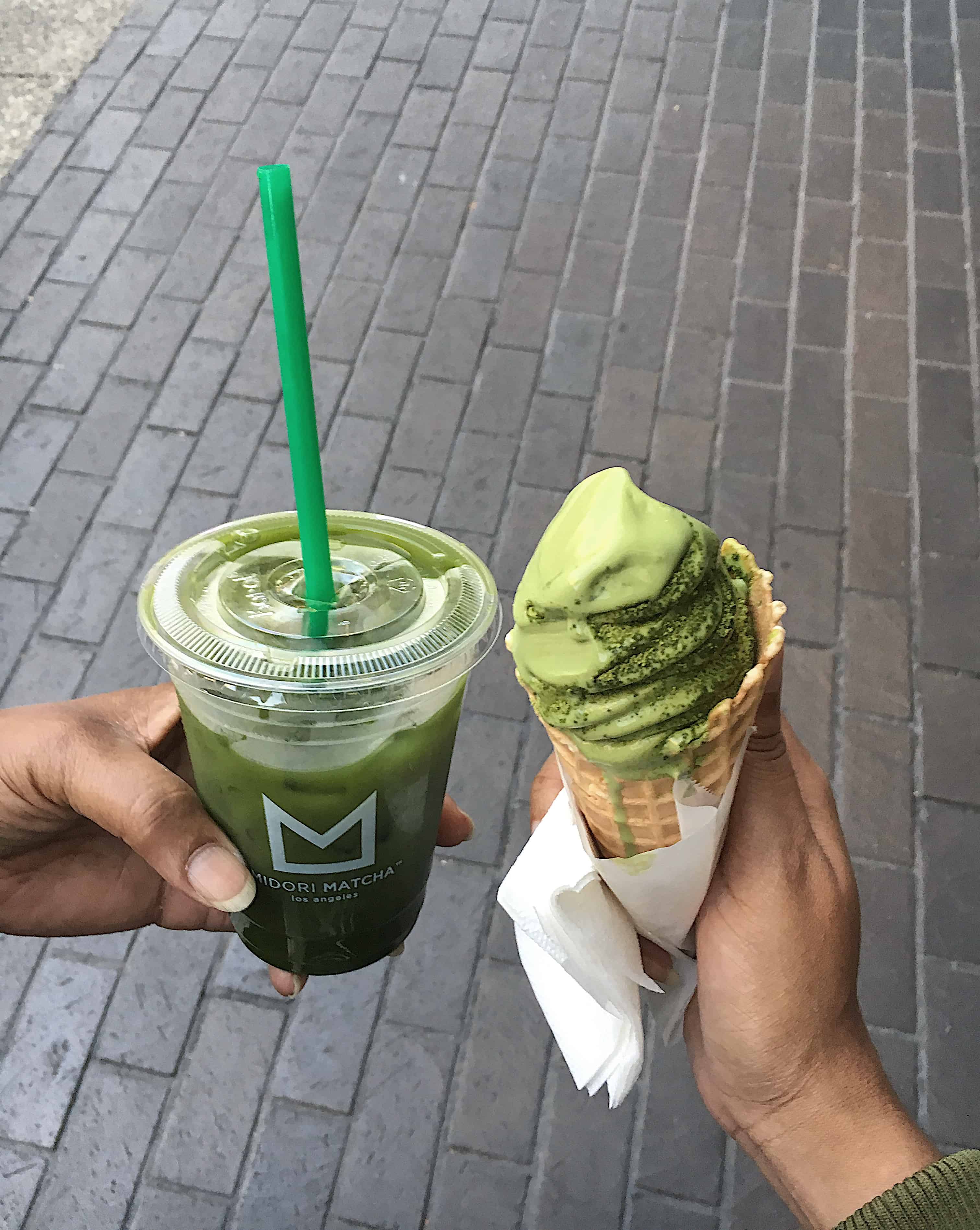 midori matcha drink and soft serve ice cream