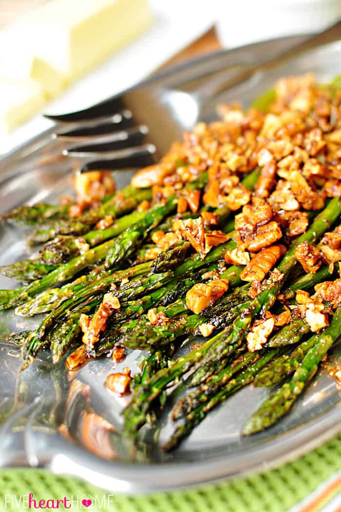 roasted asparagus brown butter pecans five heart home