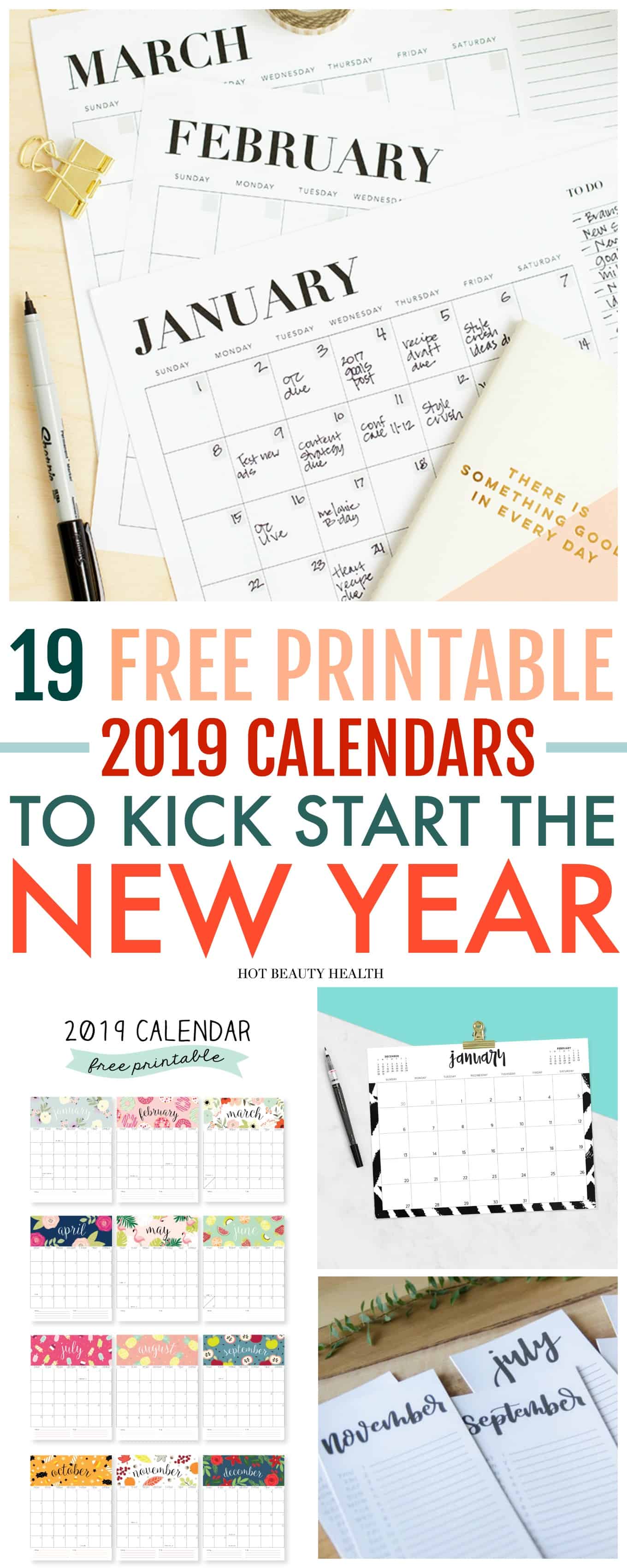 free printable 2019 calendars