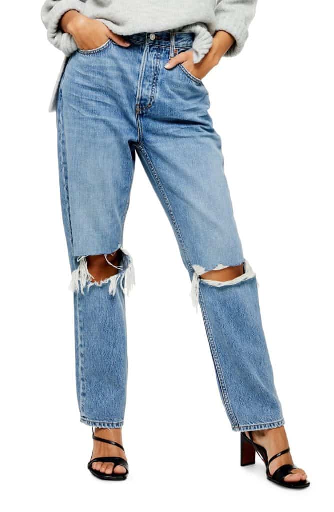 Topshop Ripped High Waist Dad Jeans