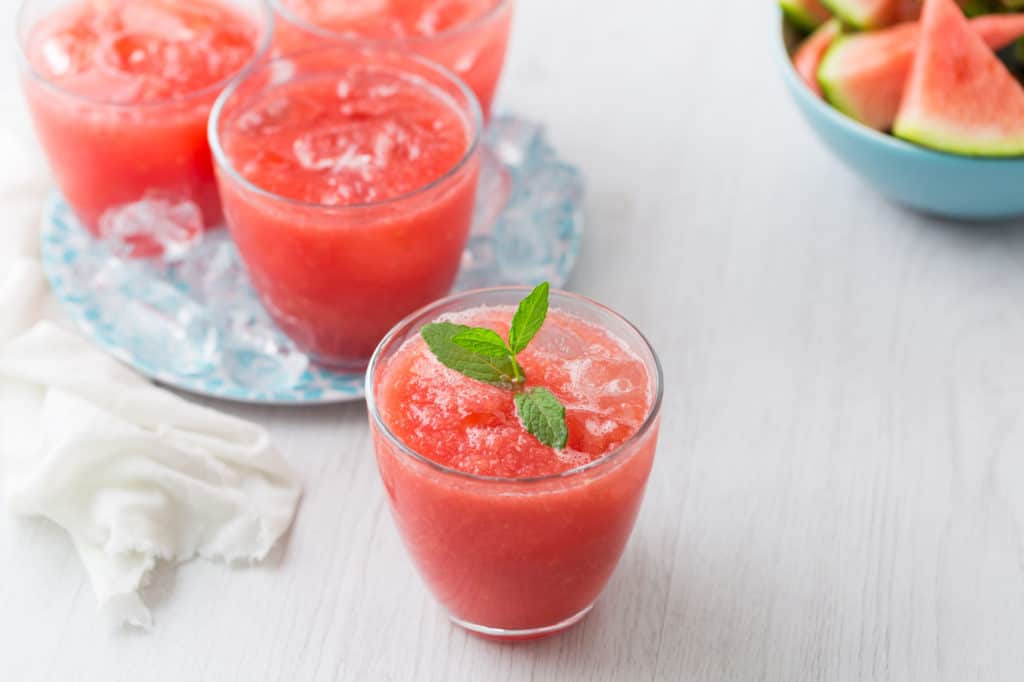 watermelon margarita with mint leaves