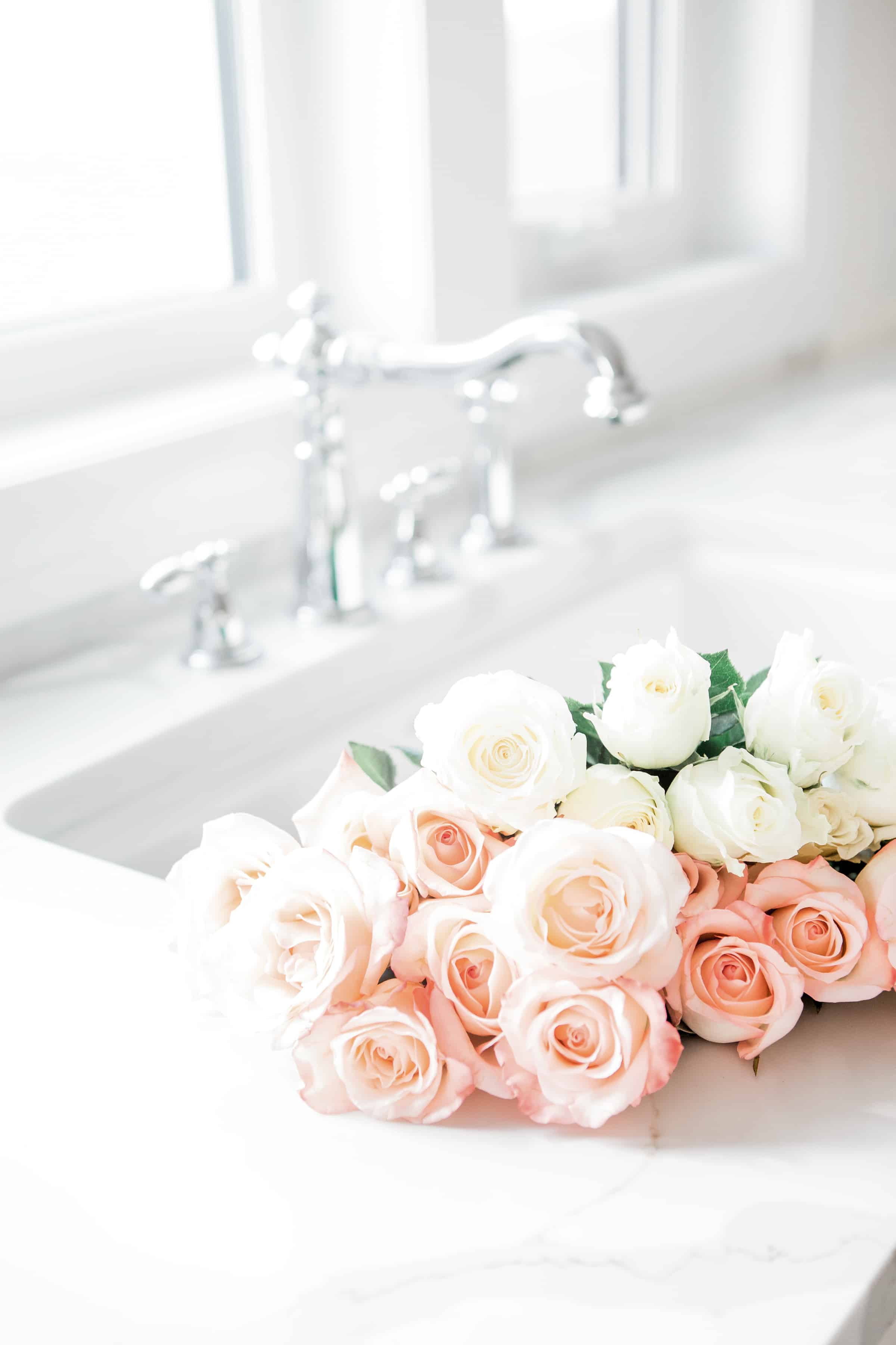 bouquet of flowers in sink