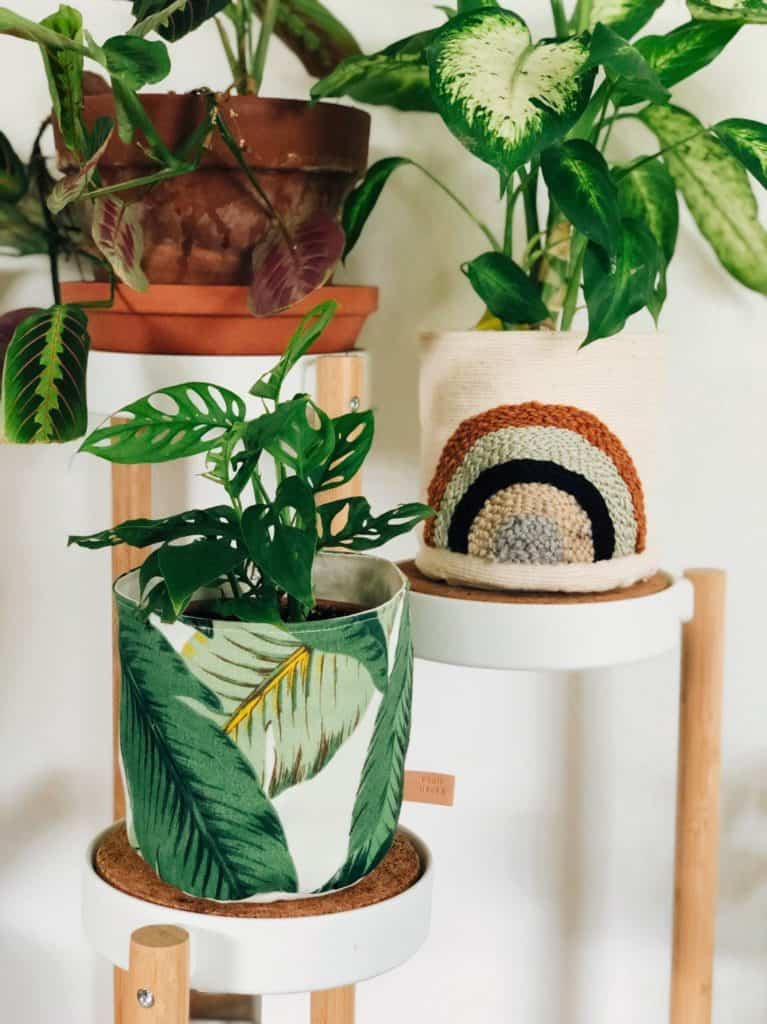 canvas bag plant holder