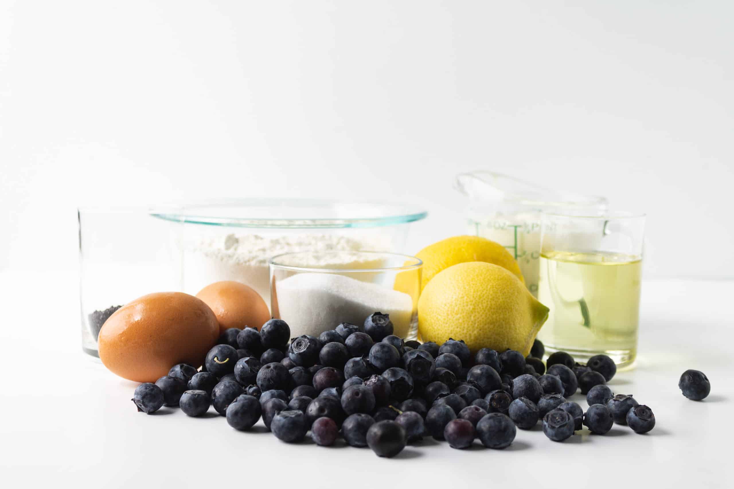 ingredients for Blueberry Lemon Poppy Seed Muffins