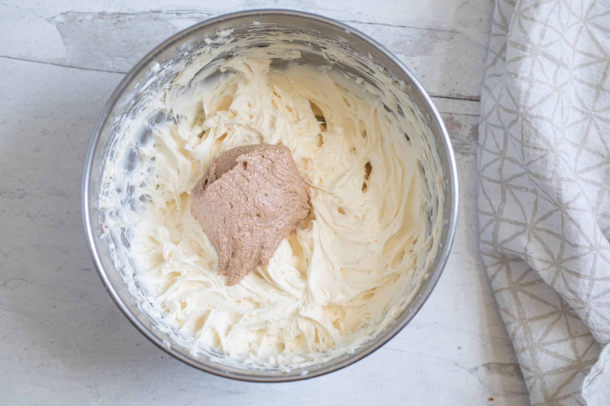 spiced infused cream added to cream cheese mix