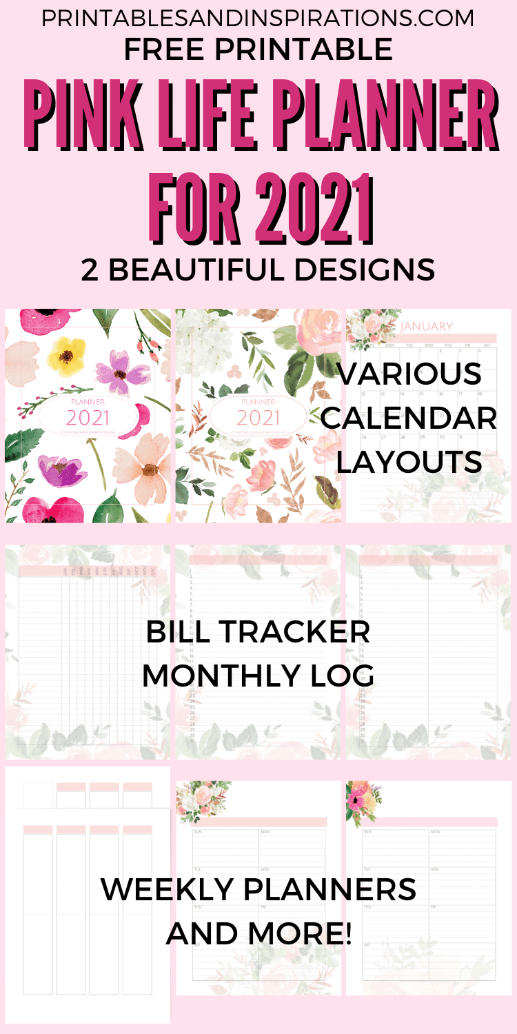 2021 free pink life planner printables and inspirations