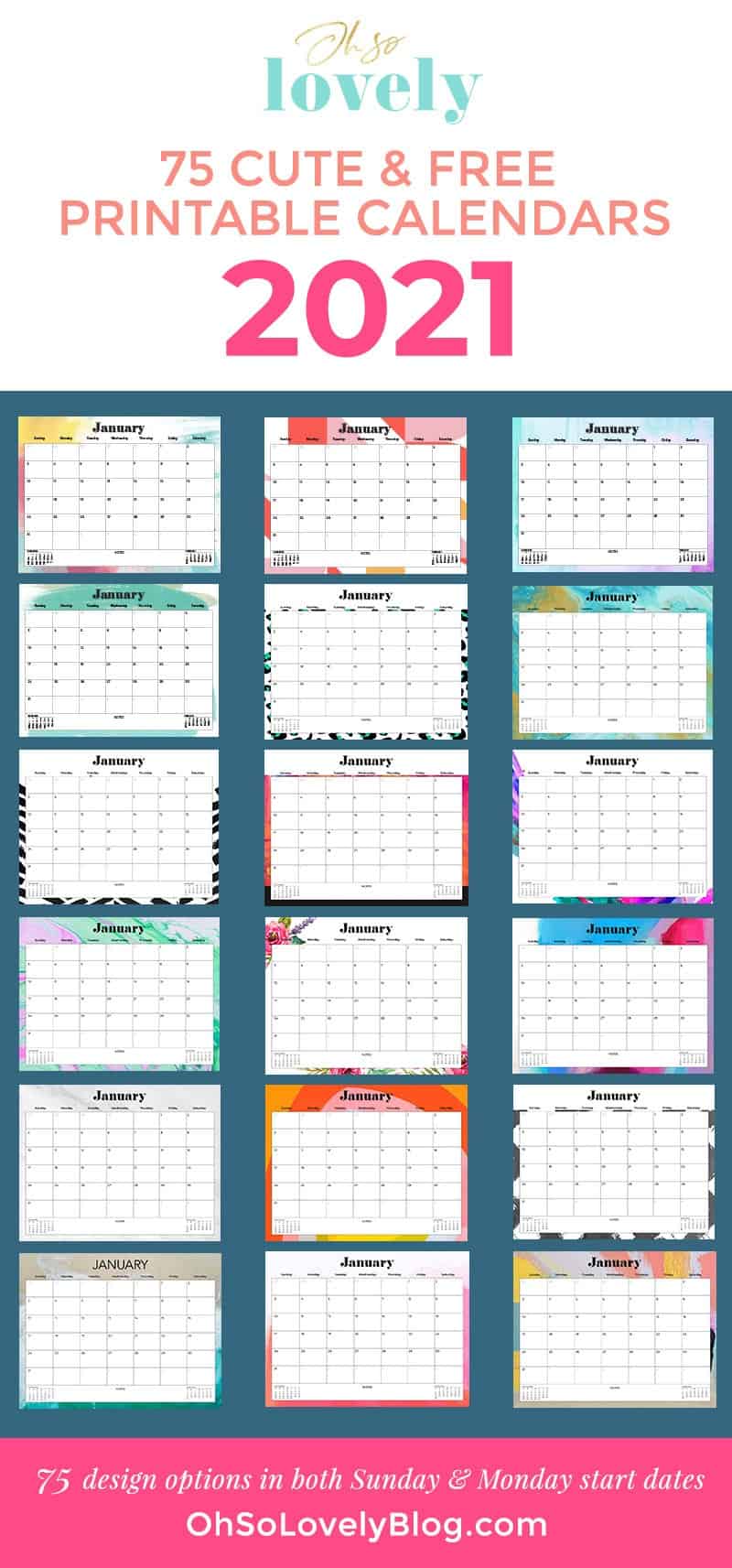 13 Cute Free Printable Calendars For 2021 You'll Love ...