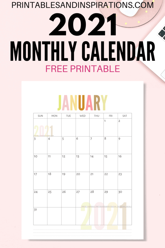 colorful 2021 calendar printables and inspirations