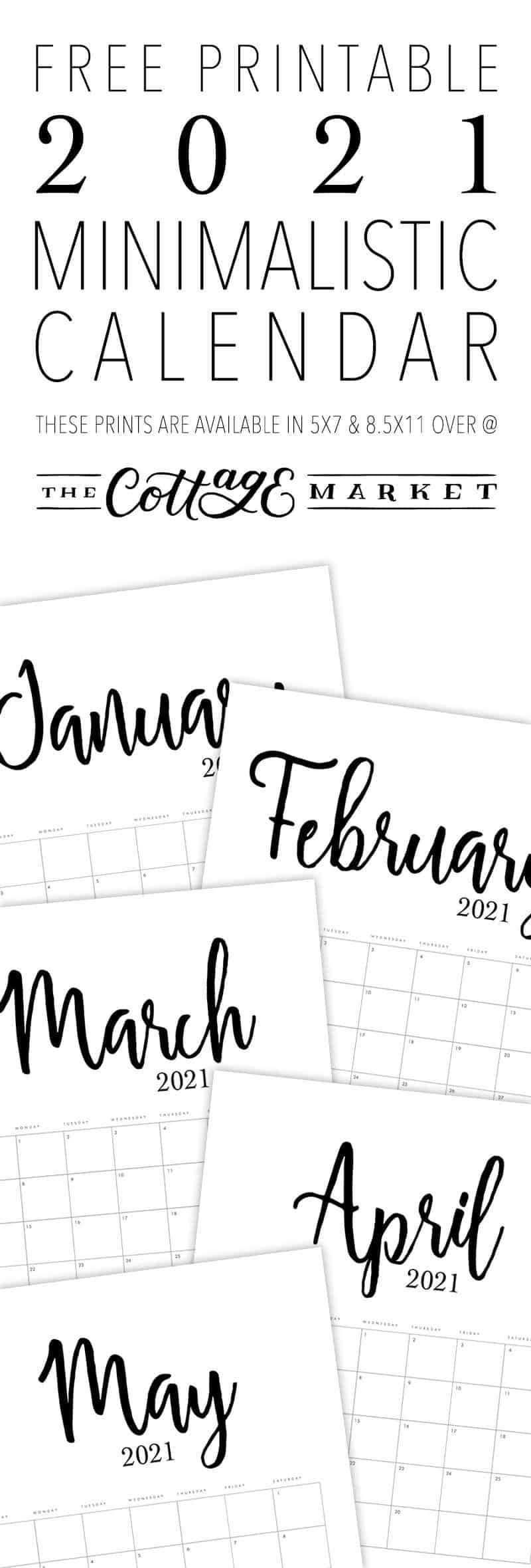 free 2021 minimalist calendar the cottage market