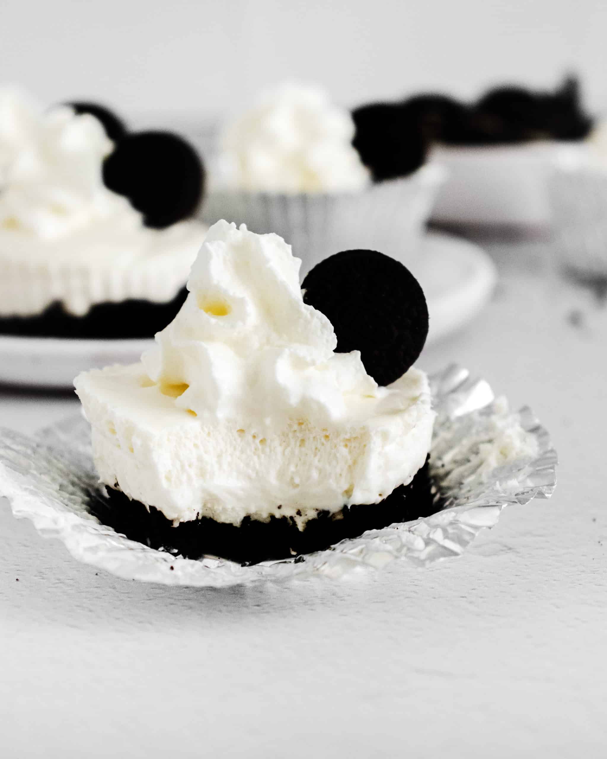 no bake mini oreo cheesecakes bitten