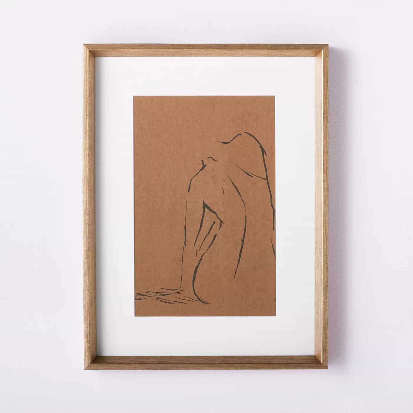 woman figural sketch framed wall art