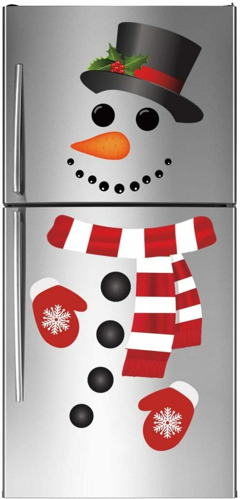 christmas snowman refrigerator sticker
