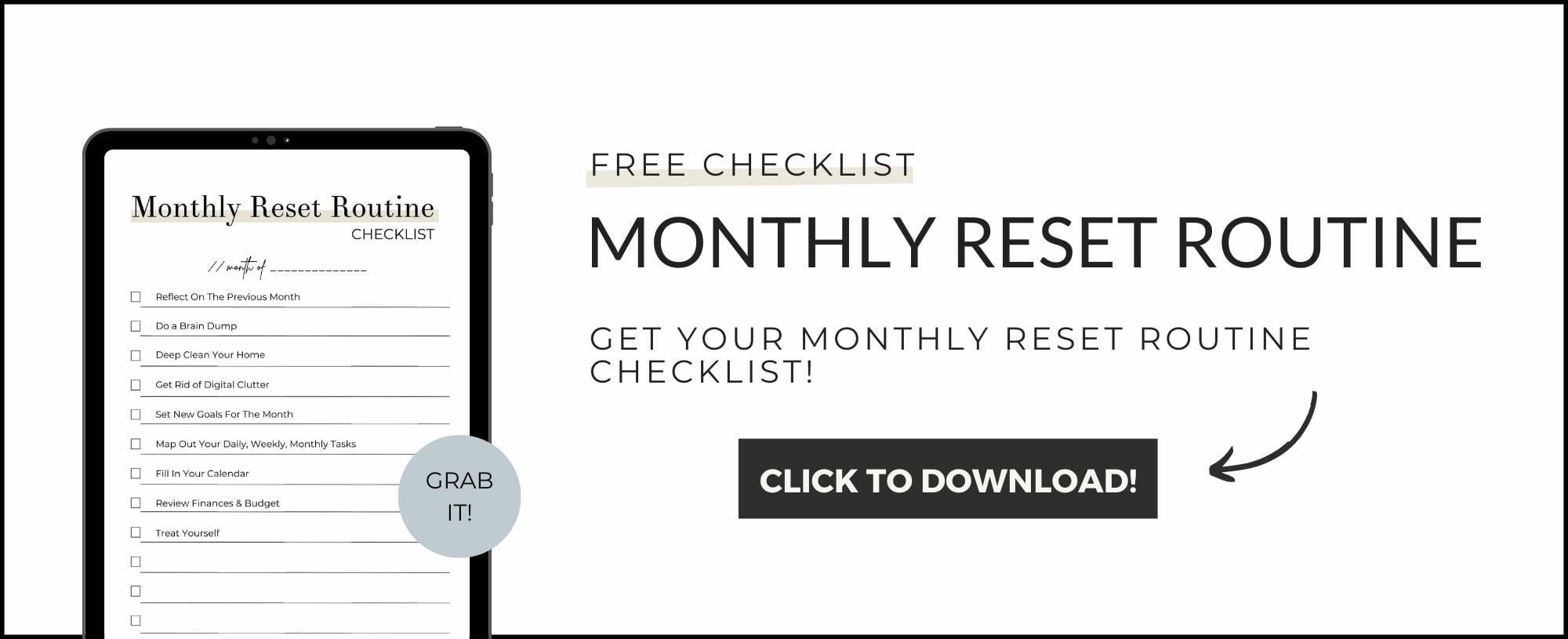 monthly reset checklist