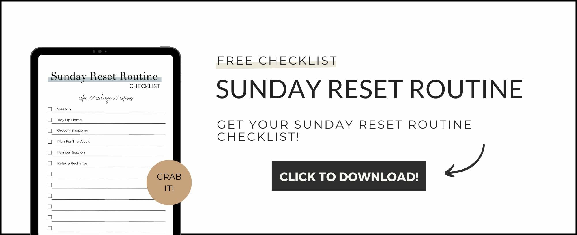 sunday reset checklist